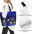 thumbnail image 4 of Bingfone Canvas Tote Bag for Women with Inner Pocket Aesthetic Cute Shopping Tote Bags Reusable Grocery Bags-Christmas Night, 4 of 9