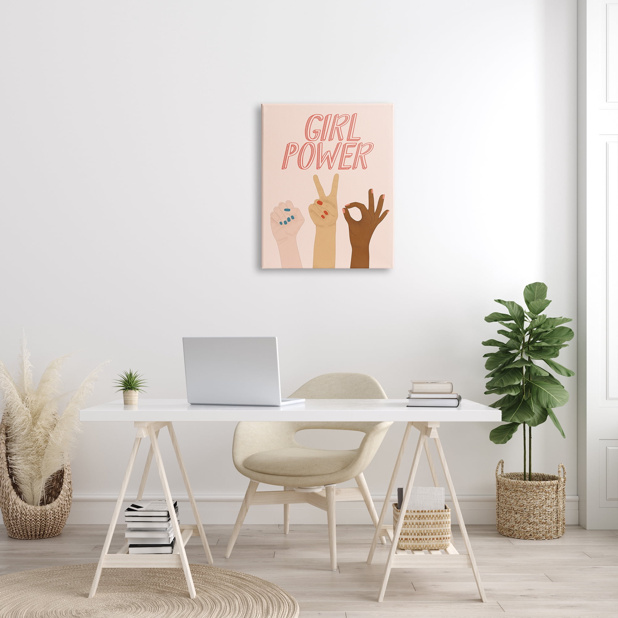 Stupell Industries Girl Power Pop Phrase Various Hand Signs, 24 x 30, Designed by JJ Design House LLC