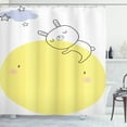 thumbnail image 1 of Ambesonne Moon Shower Curtain, Doodle Sylte Cartoon Bunny, 69"Wx84"L, Yellow Pink Blue, 1 of 3
