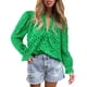 thumbnail image 1 of Blusa de Mujer PRETTYGARDEN Verde Manga Larga con Encaje Talla M, 1 of 6