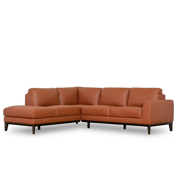 Mid Century Modern Milton Orange, Orange Leather Sectional Couch