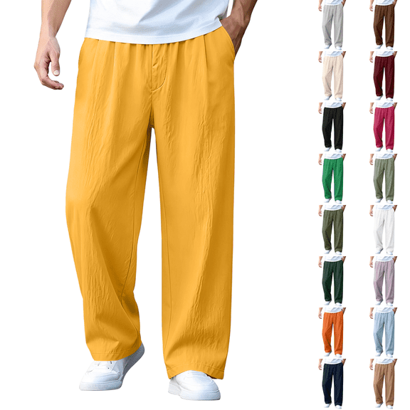 Baggy Pants Men Relaxed Fit Joggers Lounge Oversized Essentials Casual Solid Baggy Wide Leg Flared Uncuffed