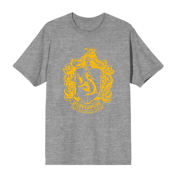 Harry Potter Hufflepuff Crest Crew Neck Short Sleeve Men's T-shirt-Medium