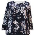 thumbnail image 1 of A Personal Touch Women's Plus Size Long Sleeve Top Navy Flowers 2X, 1 of 1