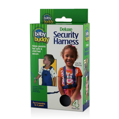 Baby Buddy Deluxe Security Harness with Safety Wrist Leash & Chair Straps for Toddlers, Black