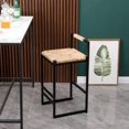 thumbnail image 6 of SYNGAR Bar Stools Set of 2, Modern Bar Stool with Low Backrest and Footrest, Armless Water Hyacinth Woven Bar Stools with Adjustable Leg Pads, Counter Height Bar Stools for Living Room, Kitchen, 6 of 13