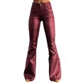 thumbnail image 1 of Pantalones con diseño de bota en forma de bota, piel sintética, cintura alta, color rojo, para mujer, 1 of 5