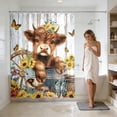 thumbnail image 5 of TIELUTT Cow Pattern Shower Curtain Farmhouse Style Cute Cow Light Shower Curtain Beach Shower Curtain and Rug Set for Bathroom Taupe Toilet Wax Ring Bathroom Needs People Bathroom Set without Shower, 5 of 5