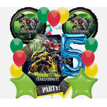 Anagram Transformers Birthday Party Foil Balloon Bouquet Set 5th Birthday