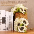 thumbnail image 4 of 2pcs Artificial Sunflower Bouquets,22 Inch Bouquet with 9pcs Silk Sunflowers,Artificial Flowers for Wedding Bridal Bridesmaid,Rustic Home Décor Centerpiece,White and Green, 4 of 5