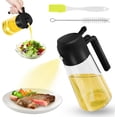 thumbnail image 2 of 570ml 2-in-1 Oil Spray Bottle Olive Oil Dispenser Glass Bottle for Kitchen Air Fryer BBQ Baking Frying Salad with 2 Clean Brush (Black), 2 of 5