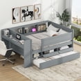 thumbnail image 3 of Euroco Functional Twin Size Daybed with Desk and Trundle, Gray, 3 of 17