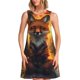 thumbnail image 1 of Easygdp Sunset Maple Tree Fox para Vestido Transpirable de Mujer, Vestido Suelto de Manga Corta con Pliegues y Bolsillos para el Verano, 1 of 1