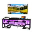 thumbnail image 3 of Uforic LED TV Stand for 70 Inch TV, Rustic Entertainment Center TV Console w/Power Outlets,Black, 3 of 9