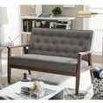 thumbnail image 2 of Allora Tufted Loveseat in Gray and Walnut, 2 of 6