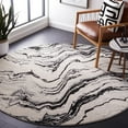 thumbnail image 2 of SAFAVIEH Tulum Brynn Abstract Area Rug, 6'7" x 6'7" Round, Ivory/Black, 2 of 7