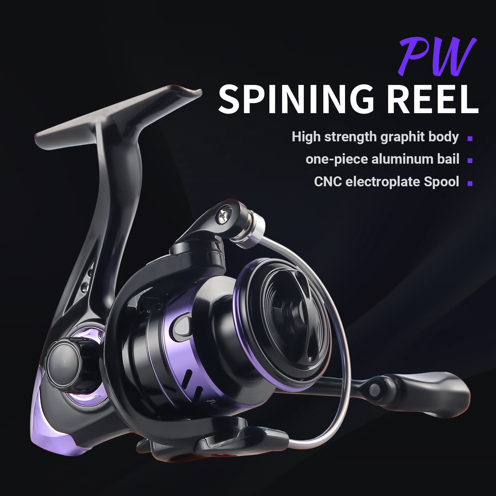 HAUT TON PurpleWind Spinning Fishing Reel, 5.2:1Gear Ratio , 13.2-21.6 Max D 1000/2000/3000/4000/5000/6000/7000