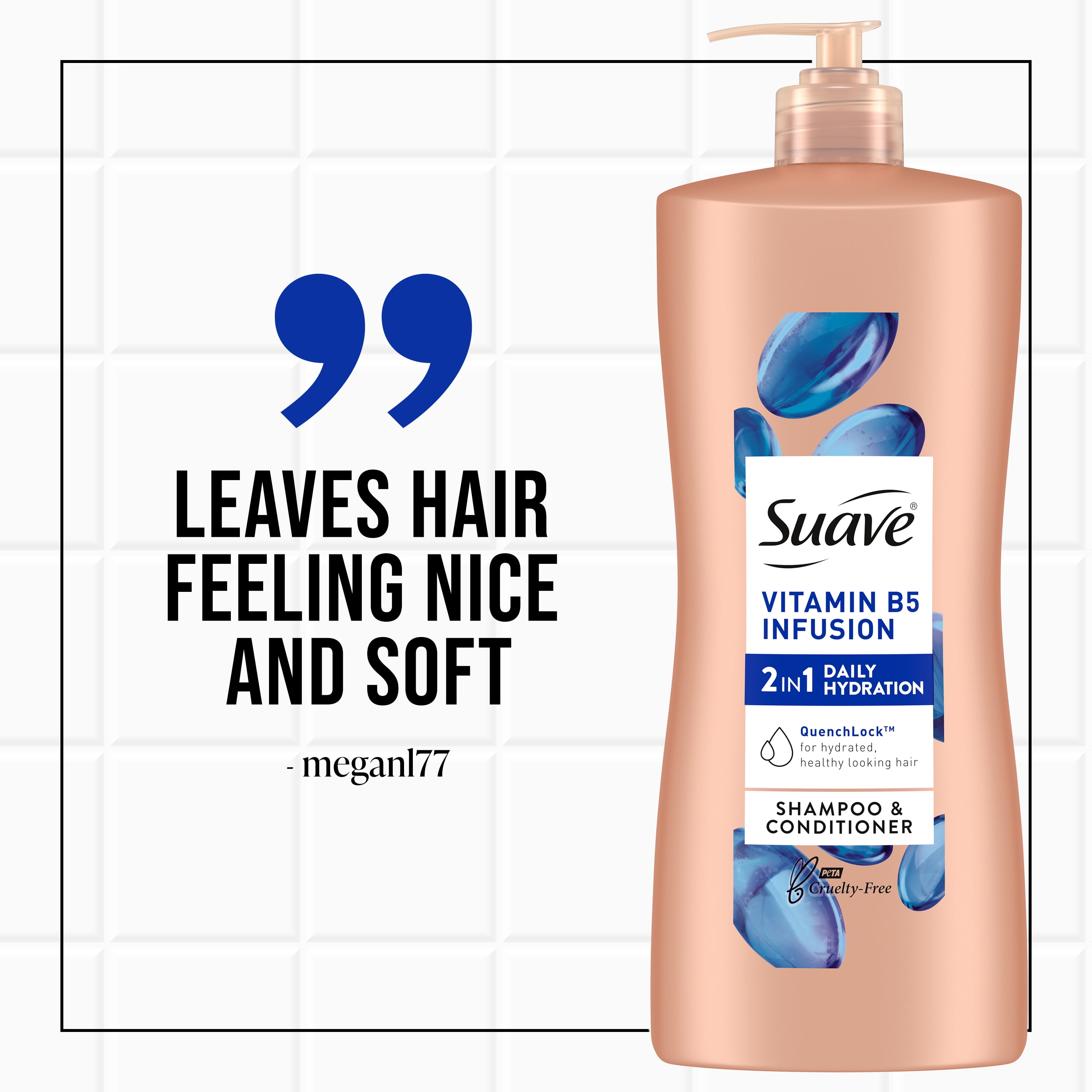 (4 pack) Suave 2-in-1 Shampoo & Conditioner, Moisturizing Vitamin B5 Infusion for Dry Hair, 28 fl oz