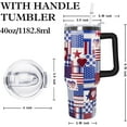 thumbnail image 2 of 4th of July tumbler American Flag Gifts -40 oz Patriotic Vacuum Insulated Stainless Steel Travel Tumblers with Handle Lid and Straw,Patriotic Military Gifts For Veterans, Police, Fathers Day, 2 of 6