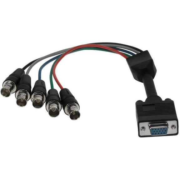 AYA 1Ft (1 Foot) Coax VGA (HD15) Female to 5-BNC Female RGBHV Monitor Cable 26AWG
