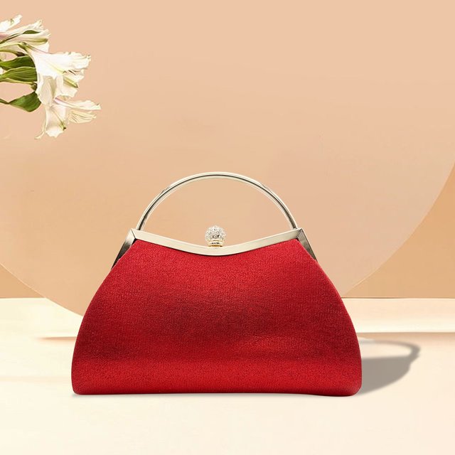 Bolso De Embrague De Noche Bolso de mano de noche para mujer, bolso de mensajero con cadena de diamantes de imitación, bolso brillante (rojo
