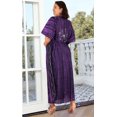thumbnail image 5 of LA LEELA Women's Summer Pocket Nightgown Batik Caftan for Womens Sleepwear Long House Loungewear Dashiki Dress 2X-3X Purple, Geometric, 5 of 6