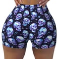 thumbnail image 2 of Haiem crystal Skull No Front Seam Biker Shorts for Women Yoga Workout Gym Bike Shorts with Tummy Control Moisture-Wicking-Small, 2 of 9
