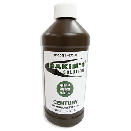 Dakin's Solution-Quarter Strength Sodium Hypochlorite 0.125% Wound Therapy for Acute and Chronic Wounds 16 oz (Pack of 6)