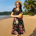 thumbnail image 4 of Fotbe Rose Flowers Vestido Largo de Moda para Mujer, Vestido Tipo Camiseta con Manga Corta y Estilo Casual a Rayas y Bloques de Color, 4 of 6