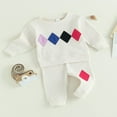 thumbnail image 3 of Tenues d'Automne pour Garçons Motif Géométrique Col Rond Manches Longues Chandails en Molleton et Pantalons Longs Ensemble 2 Pcs 2-3 Ans, 3 of 7