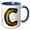 Blue/White, variant on 3drose, Cute Red and Green Christmas Plaid Monogram Initial C, 15oz Mug