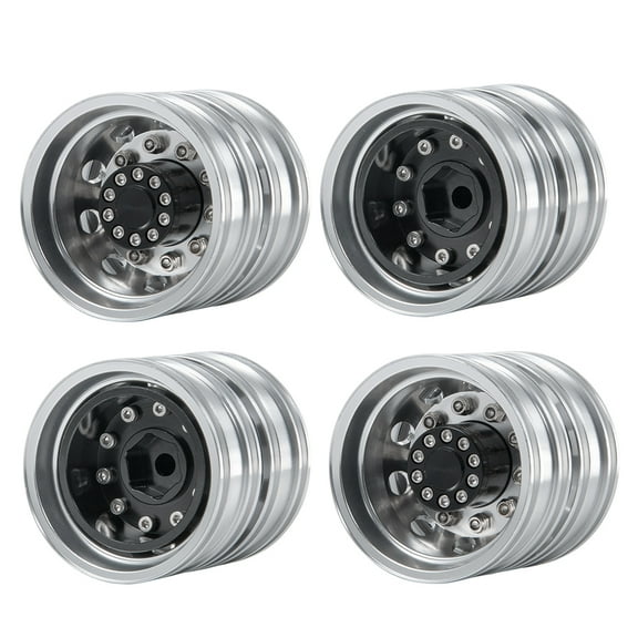 RCLIONS 4Pcs Rear Wheel Rim Aluminum Alloy 10 Spokes Wheel Hub for 1/14 Tamiya RC Trailer Tractor Truck Car Wheels Tires Upgrade Parts