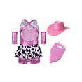 thumbnail image 2 of Xnihocha Kids Western Cowboys Cowgirls Outfit Jazz Dancewear Shiny Tassel Leotard Tutu Skirt+Bandanna+Cuff+Hat Pink 8, 2 of 5