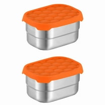 2PCS Stainless Steel Food Storage Containers with Orange Silicone Lids