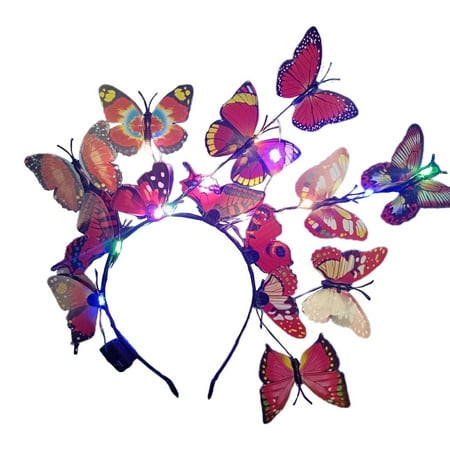 

TINYSOME Butterfly Luminous Hair Hoop Led Christmas Decorative Headband Ornament for Kid Birthday Holiday New Year Present