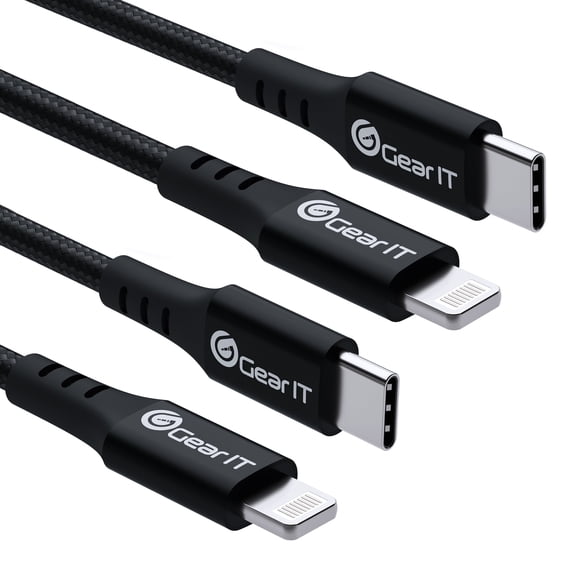 GearIT 2-Pack Lightning to USB-C Cable, 3ft [Mfi Certified] Nylon Braided Fast Charging Cable Compatible With iPhone 12/12 Pro/12 Pro Max/11/11 Pro/11 Pro Max/12 Mini/XR/XS Max/XS/X, iPad