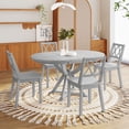 thumbnail image 6 of Miekor Mid-Century 5-Piece Extendable Round Dining Table Set with 15.7" Removable Leaf and 4 Cross Back Dining Chairs, Grey BC2A2042, 6 of 9