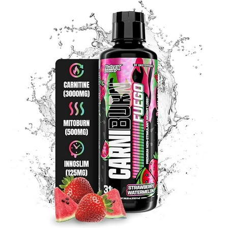 Nutrex Research CARNIBURN Advanced Liquid L Carnitine 3000mg with MitoBurn, InnoSlim & GBBGO (31 Servings)