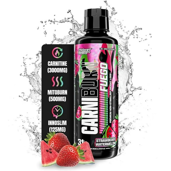 Nutrex Research CARNIBURN Advanced Liquid L Carnitine 3000mg with MitoBurn, InnoSlim & GBBGO (31 Servings)