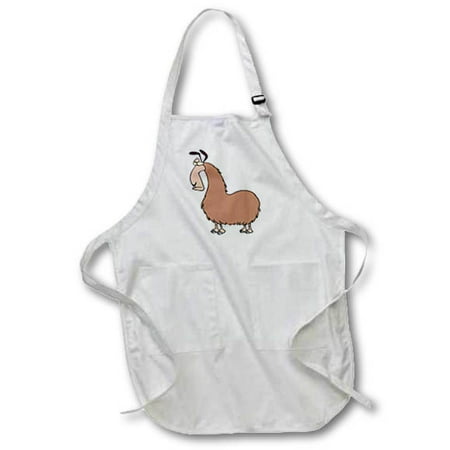 

3dRose Goofy Llama Cartoon Medium Length Apron 22 by 24-inch With Pouch Pockets