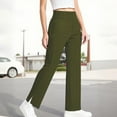 thumbnail image 4 of Hinvhai Girls Dress Work Pants High Waisted Flare Casual Slacks Stretchy Boot Cut Yoga Trousers Green 5 Years, 4 of 9