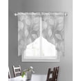 thumbnail image 3 of Silver Gray Leaves Swag Valances for Windows, Vintage Abstract Branch Botanical Rod Pocket Sheer Valances for Large Windows, Swag Toppers Light Filtering for Kitchen Living Room 2 Panels 36''x45'', 3 of 6
