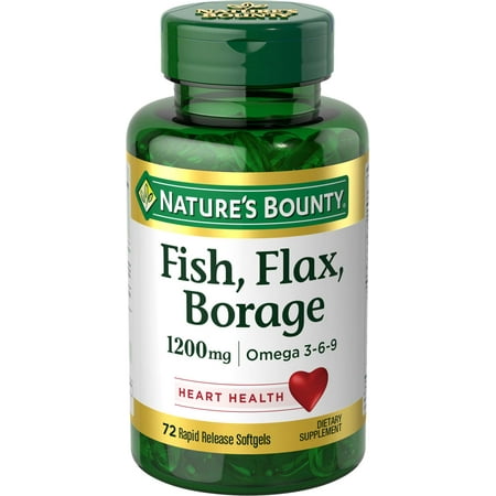 Nature's Bounty Fish, Flax, & Borage Omega-3-6-9 Softgels, 1200 Mg, 72