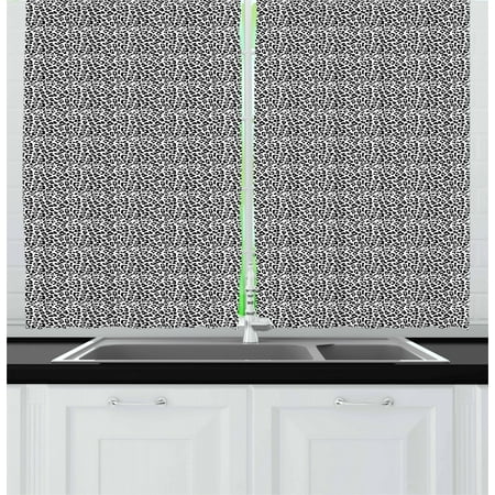 Leopard Print Curtains 2 Panels Set Black And White Graphic Style