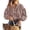 Brown, variant on Women Fall Plaid Long Puff Sleeve Shirts V Neck Casual Blouses Gingham Button Down Oversized, Pleated Drop Shoulder Cotton Tops, Dressy Casual, Work Vacation Travel, Fall Outfits Trendy