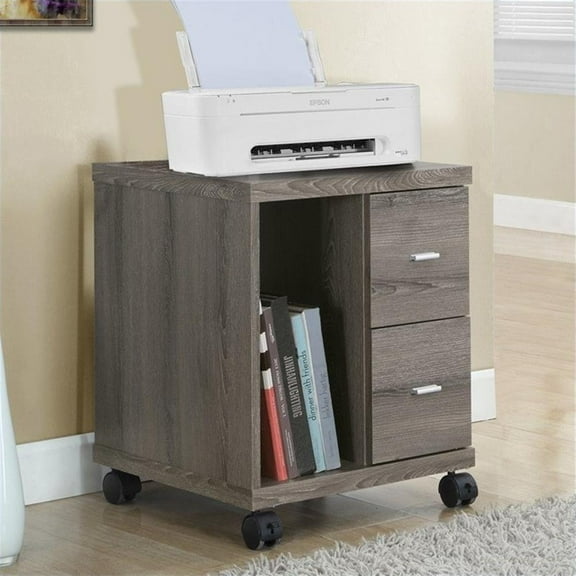 Kingfisher Lane Computer Printer Stand with Castors in Dark Taupe