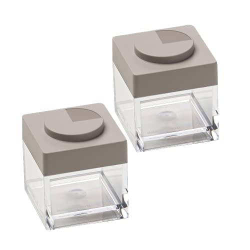 OMADA Acrylic Spice Jar Set: Durable Spice Containers ? Small Acrylic Seasoning Jars ? Two Piece Stackable Spice Shakers Set ? BPA Free Salt And Pepper Spice Bottles ? Gray Lids ? Made in Italy