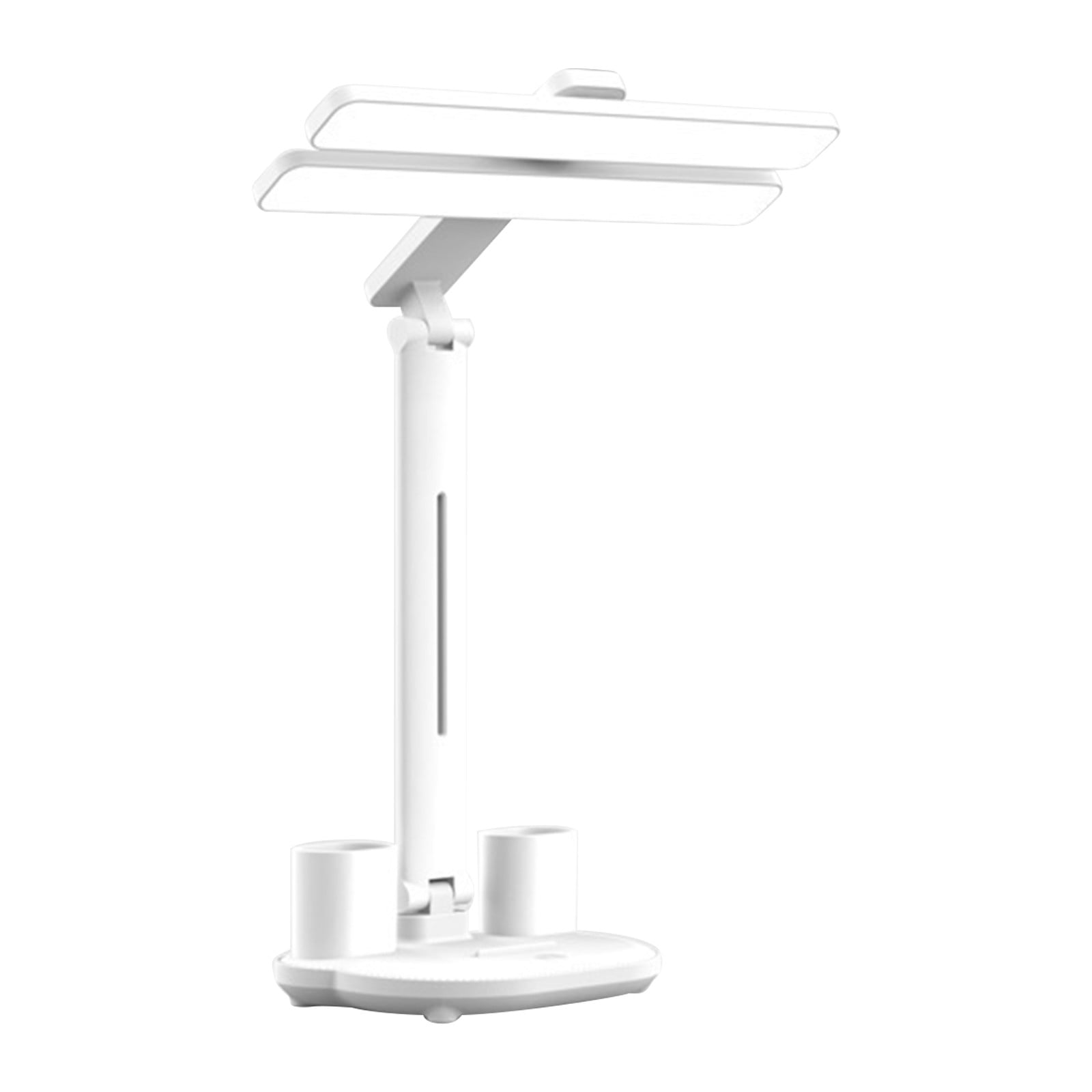 LED Desk Lamp with Pencil Sharpener | Foldable Eye-Care Reading Light | Adjustable Angle | Pen Holder Organizer | Type-C Rechargeable 2000mAh Battery | White | 13.39"x11.02"x6.89"