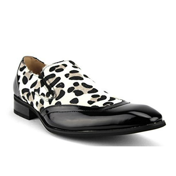Majestic Men's 99525 Exotic Print Faux Pony Hair Leopard Zebra Patent  Loafers Shoes 