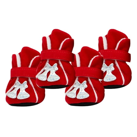 4Pcs/Set Pet Shoes Christmas Elements Design Non-slip Skin Friendly Fashion Pet Dogs Sneakers for Christmas Holiday Festival